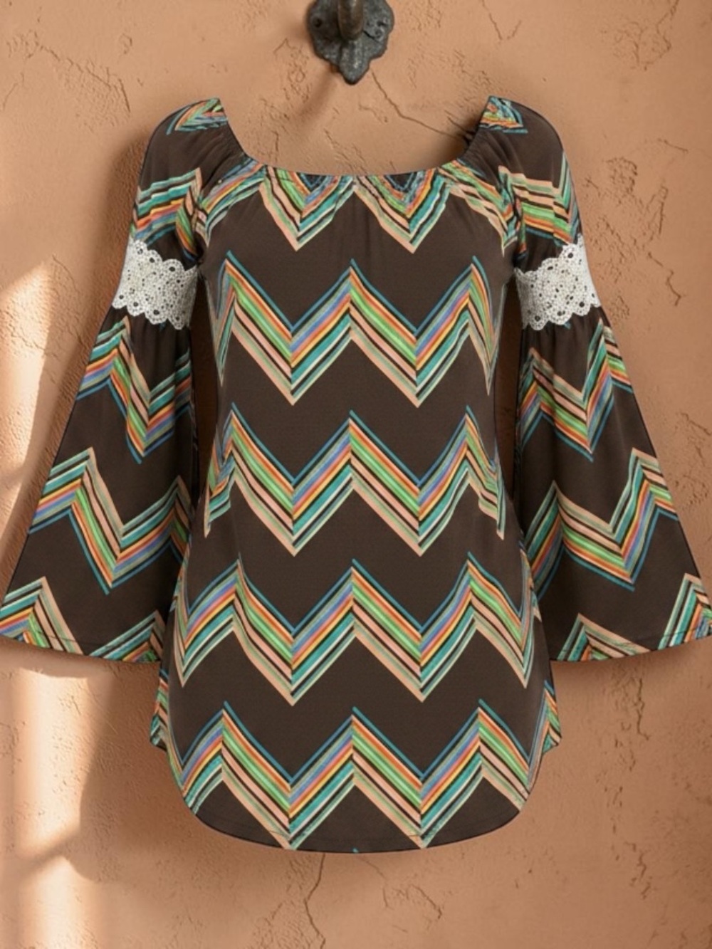 JUDITH MARCH RETRO LOOK MINI DRESS BROWN MULTICOLORED SIZE MEDIUM